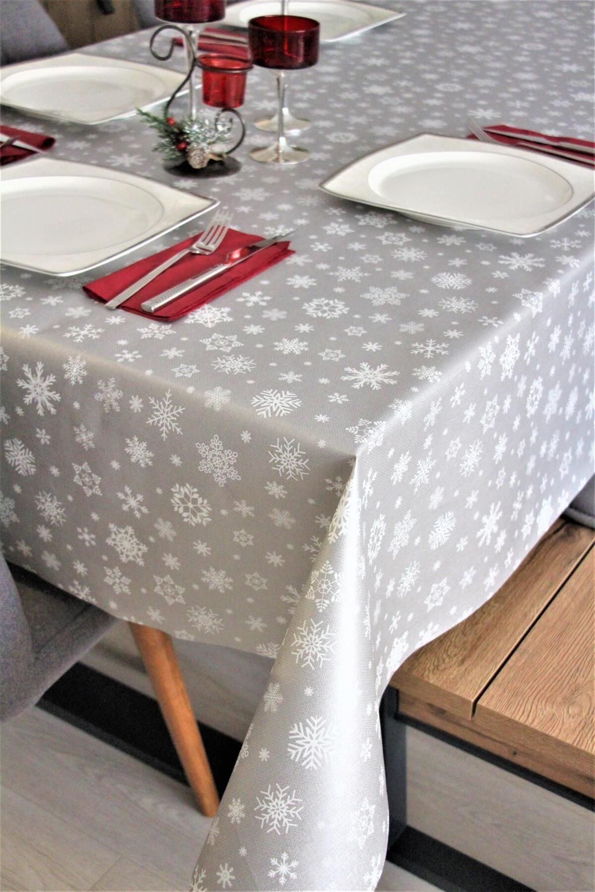 DDHOME Lined Wipeable PVC Tablecloth Snowflake - 1096-3 2