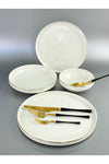 Pink&More Modern Gold 48 Piece Luxury Porcelain Dinner Set for 12 People 1