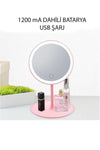 Ardinyo White Touch LED Lighted USB Rechargeable Round Desktop Makeup Mirror 2