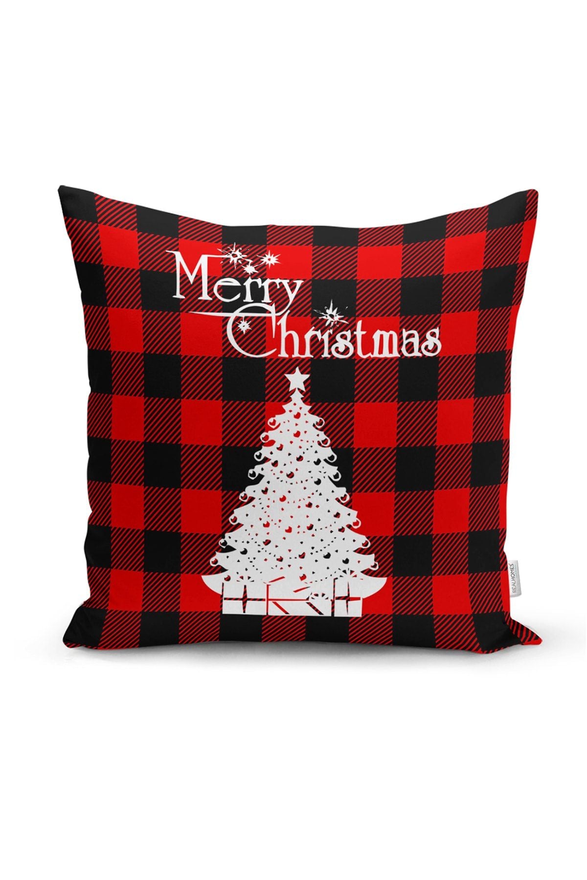 Realhomes Plaid Background Christmas Patterned 4-Piece Pillow Cover Set 2