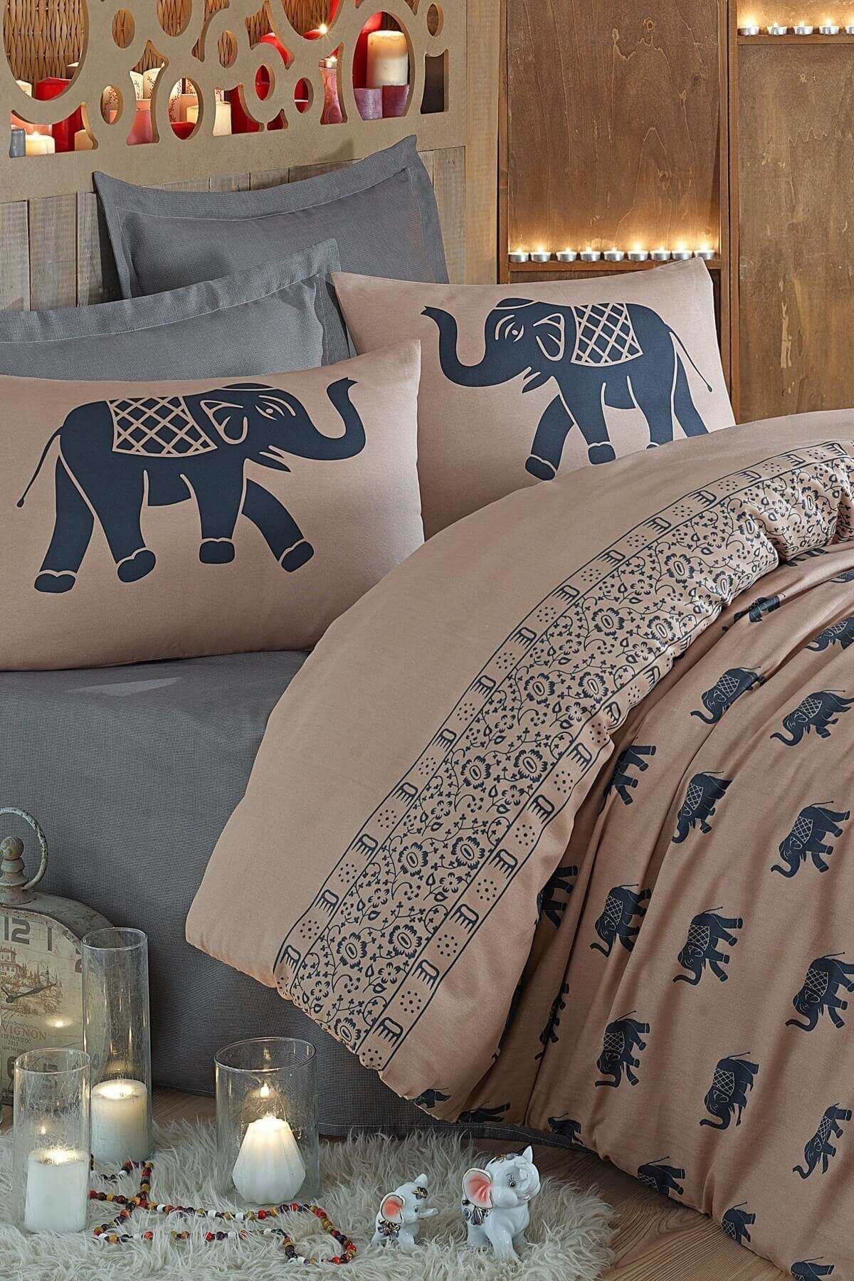 Enlora Home Blue Double Easy Ironing Duvet Cover Set Elephant 1