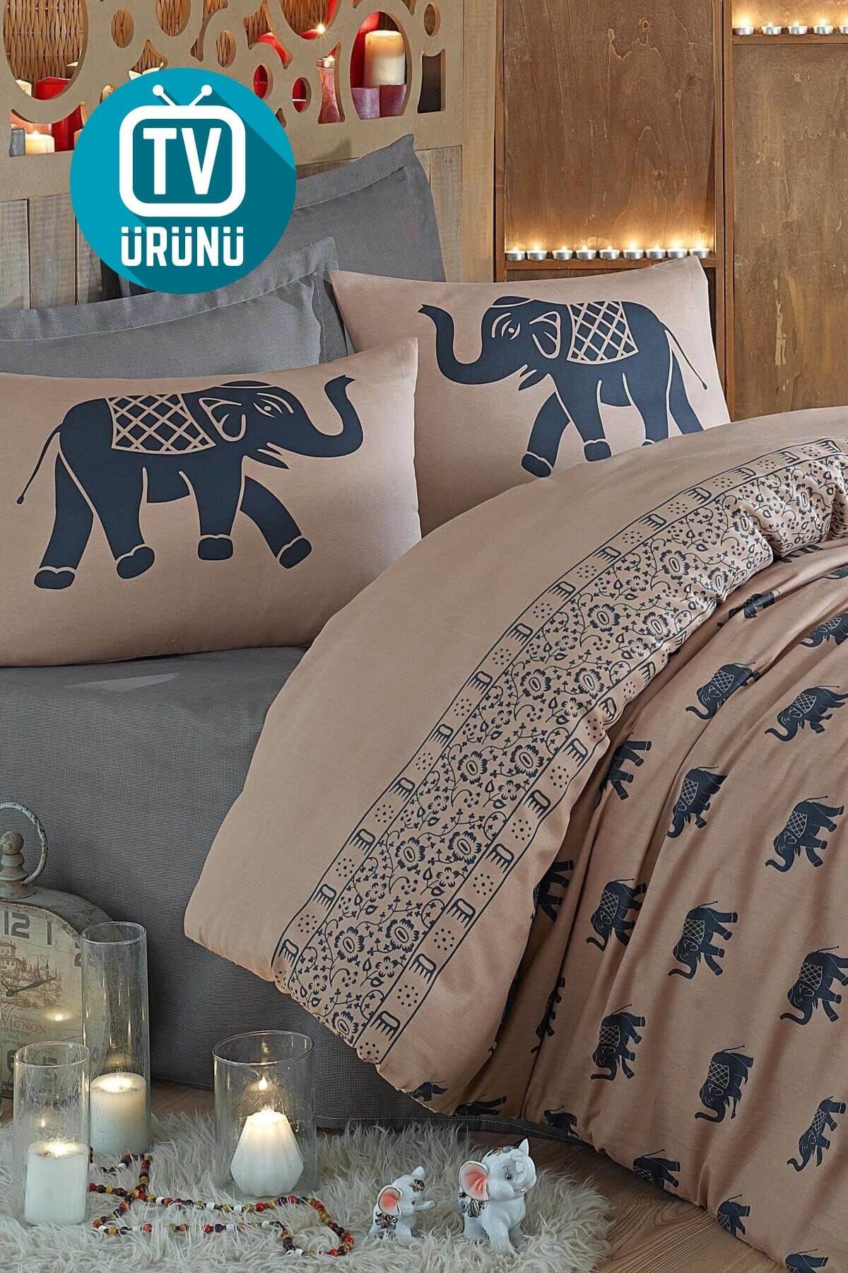 Enlora Home Blue Double Easy Ironing Duvet Cover Set Elephant 2