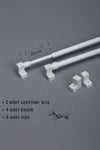 VENTI PERDE 30 - 50 Cm Adjustable Curtain Rod 2 Pieces Aluminum Pole 4 Pieces End Cap 2