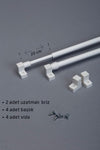 VENTI PERDE 60 - 80 Cm Adjustable Curtain Rod 2 Pieces Aluminum Curtain Rod 4 Pieces End Cap 2