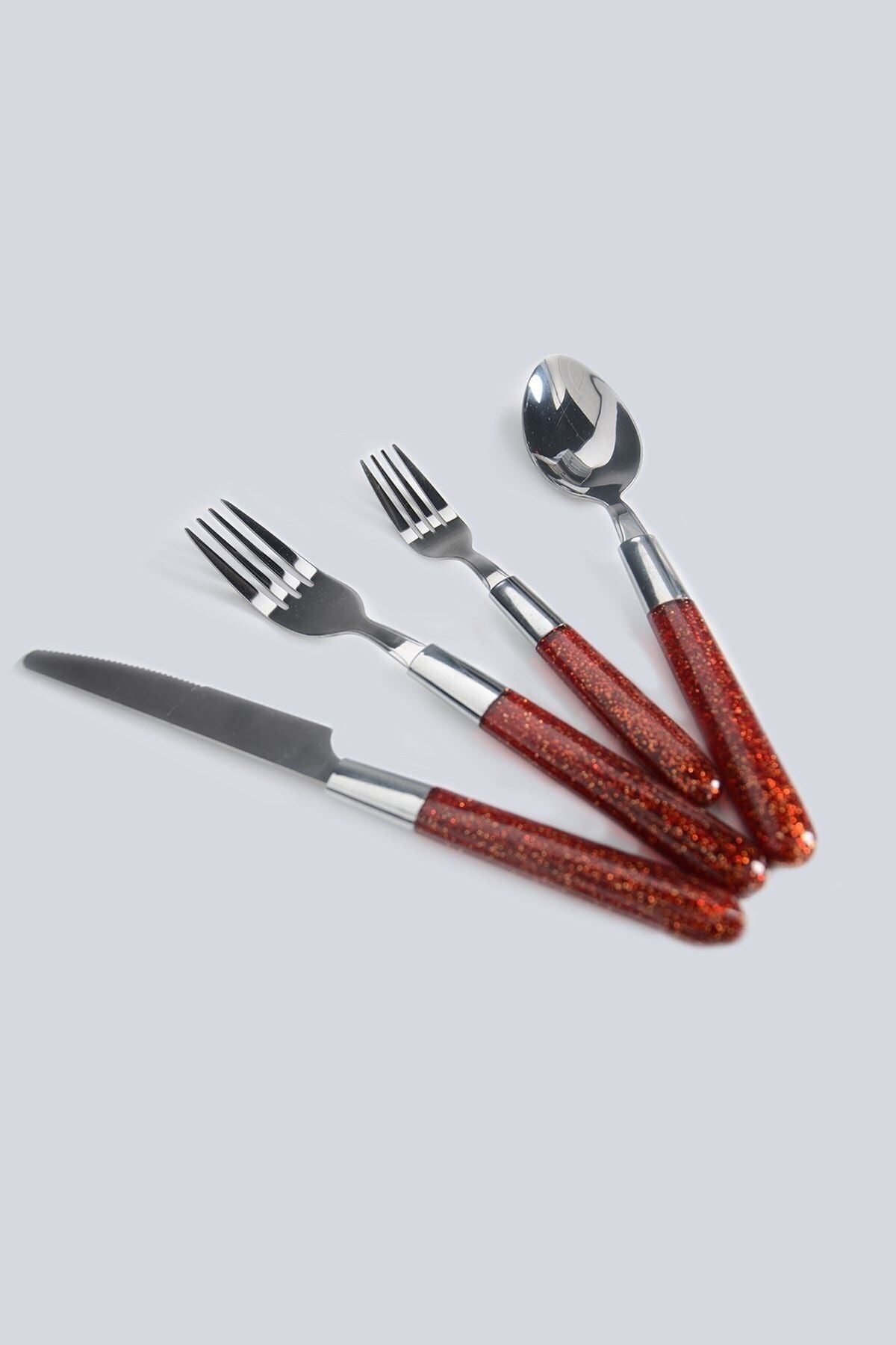 Paçi Red Glitter 24-Piece Cutlery Set 2