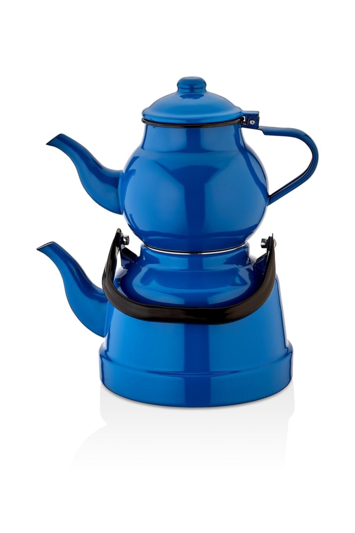 Genel Markalar Blue Enamel Nostalgic Medium-Sized Teapot Set 1