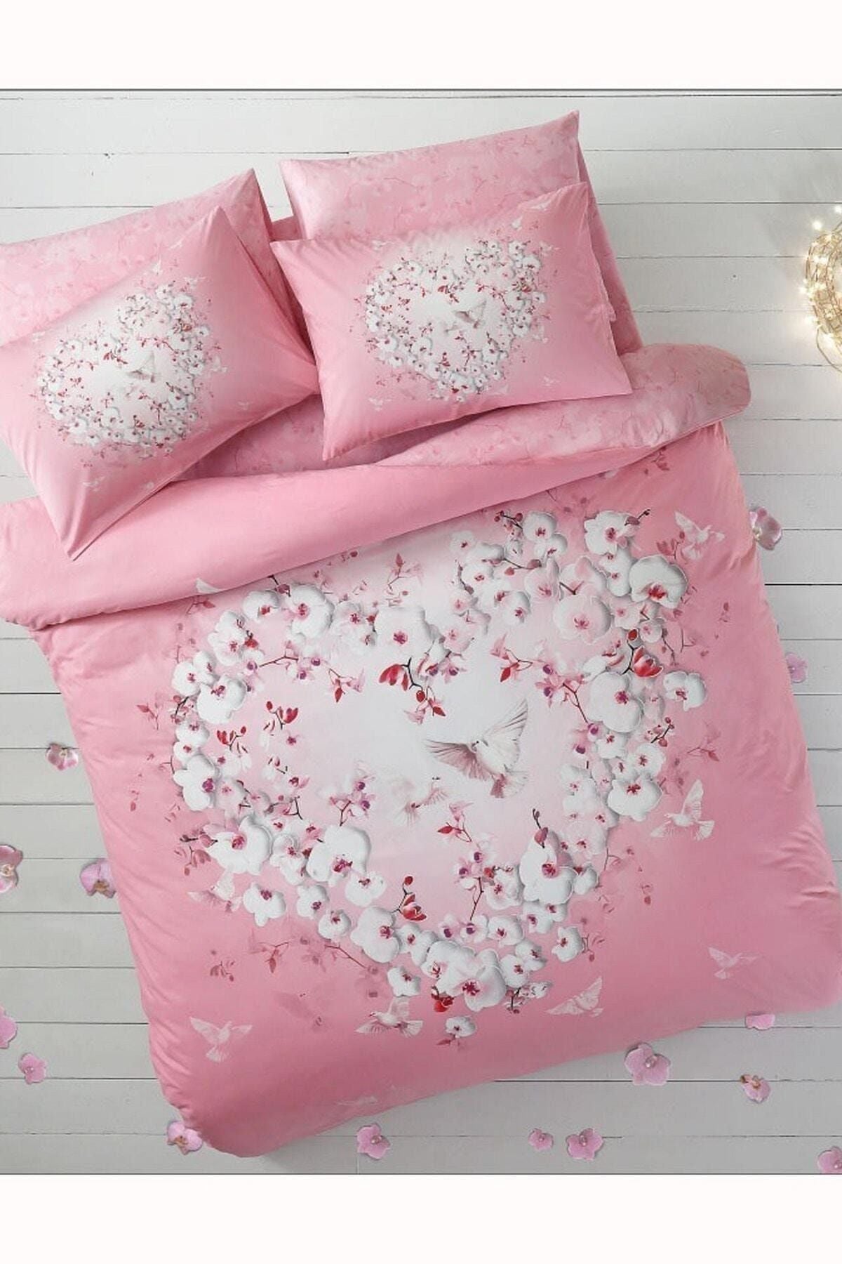 Taç Pink Orchid Glow Shining Double Duvet Cover Set 1