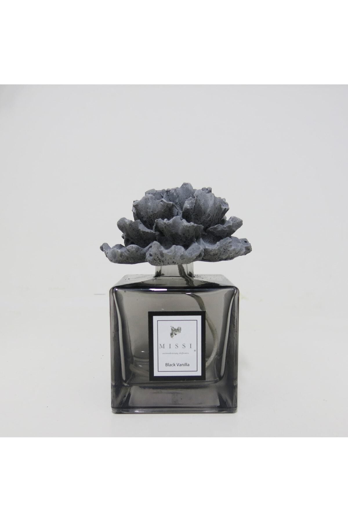 Missi 500 Cc Black Square Transparent Bottle Rose Ceramic Stone Black Vanilla Room Fragrance 2