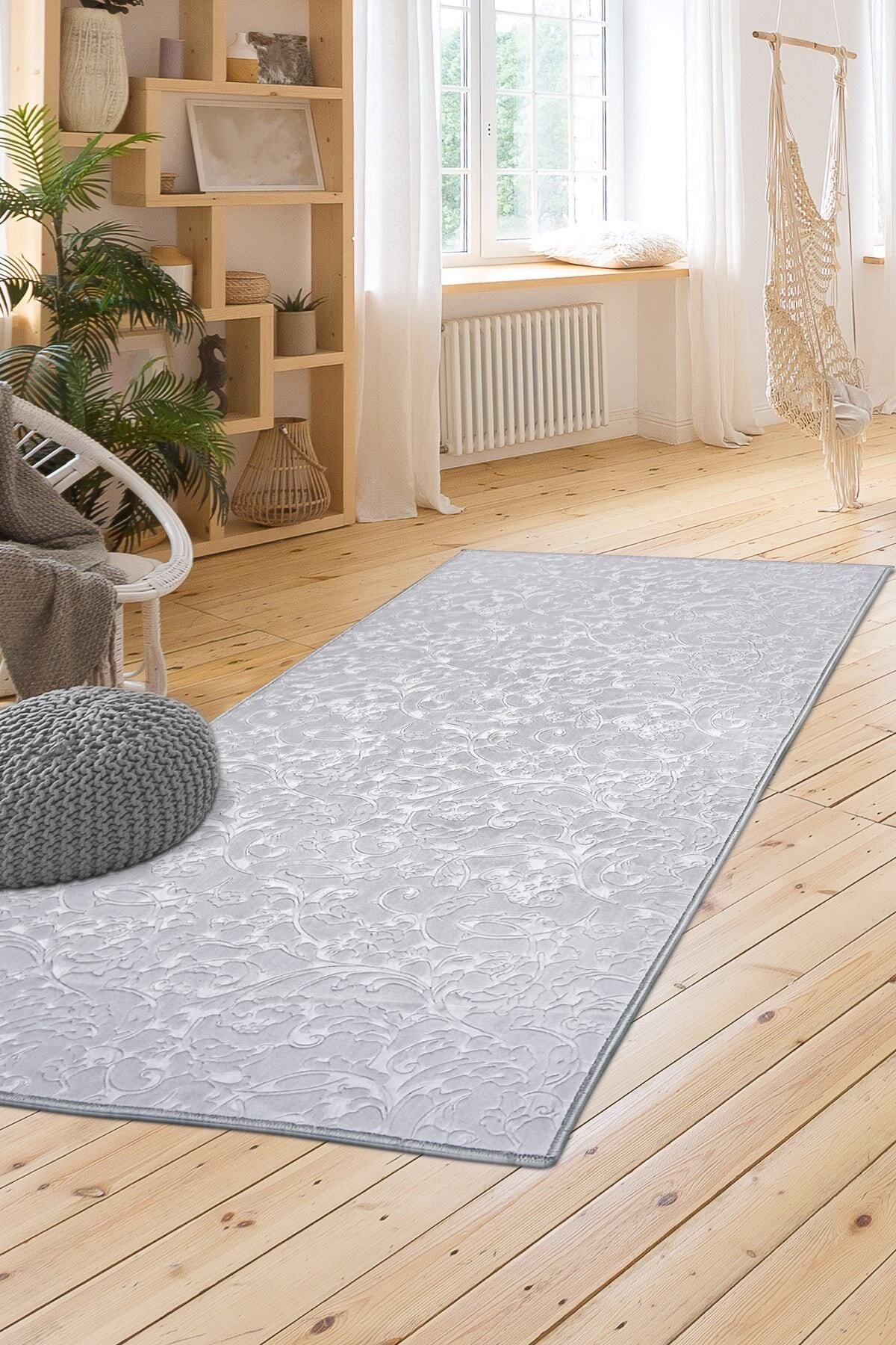 Dijidekor Elite Grey Non-Slip Washable Rug for Living Room, Corridor, Bathroom, Kitchen 1