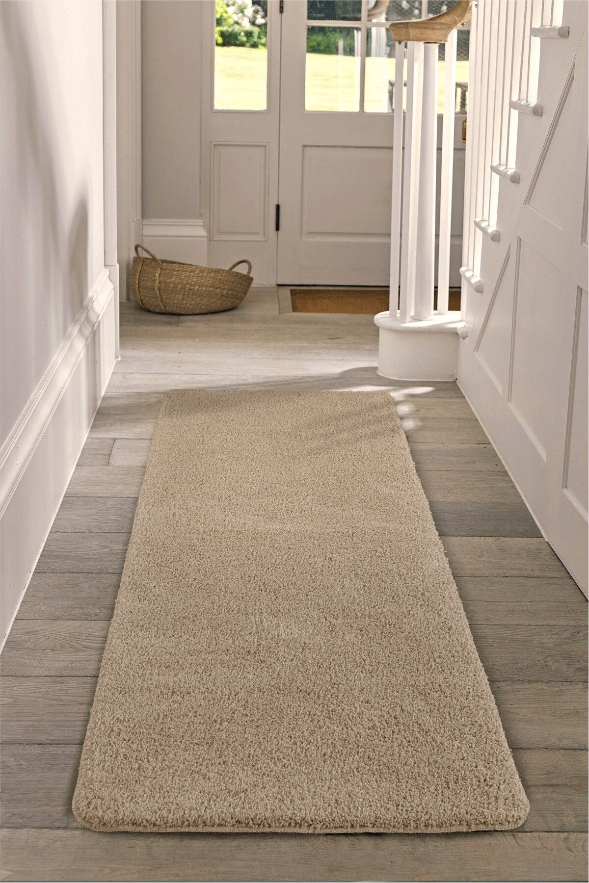 EUROBANO Natural Non-Slip Washable Brown Runner Rug 1