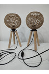 Dekor Didim Trend Wooden Tripod Jute Shade 2-piece Lamp 4