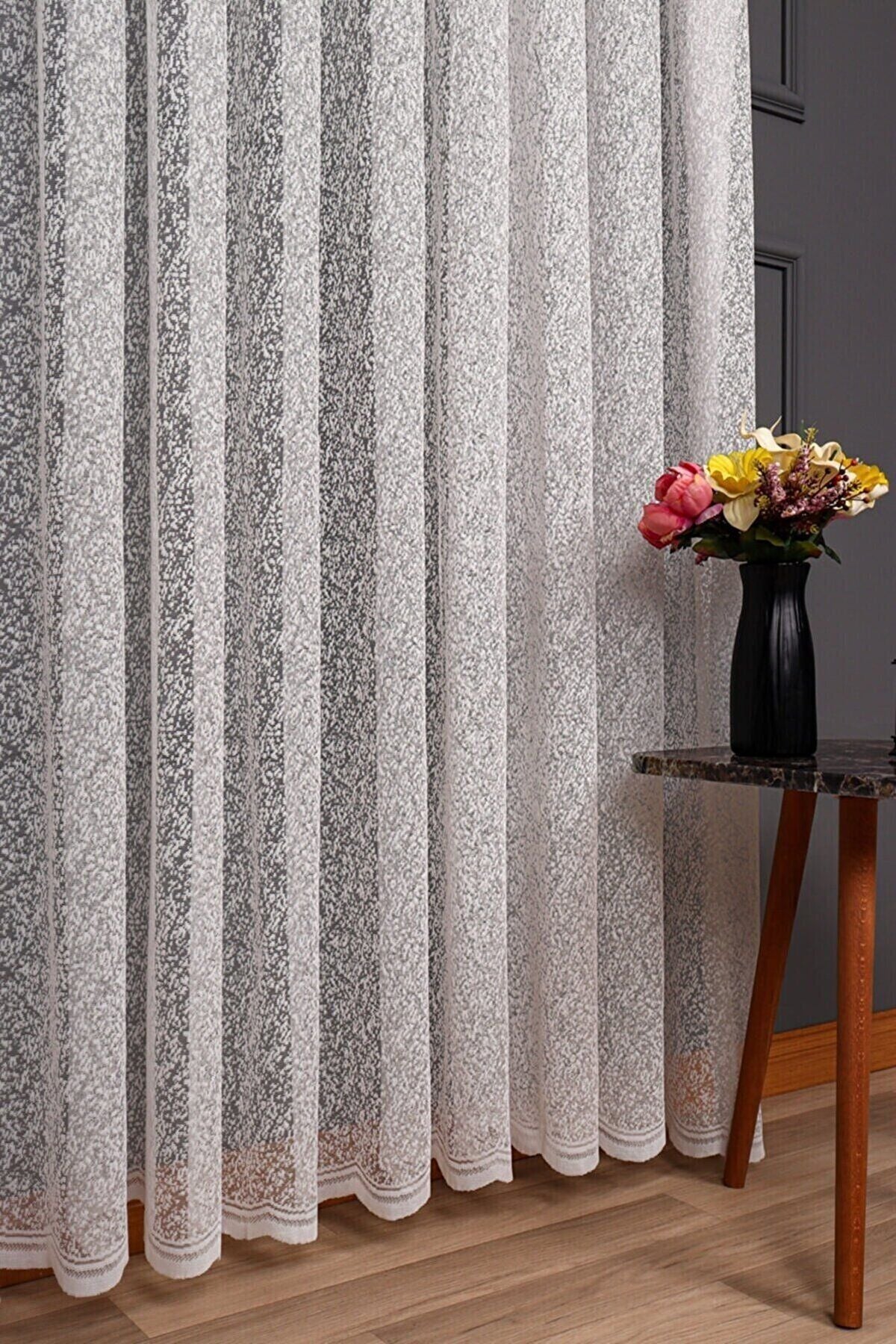 ÇnrGlobal 2022 Season No-Iron Snowflake Patterned Sheer Curtain 1x2 Sparse Pleated 1