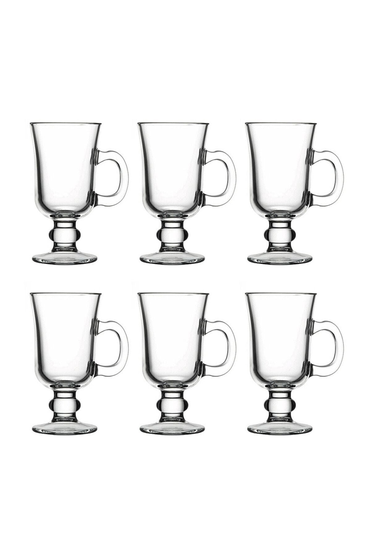 Paşabahçe Irish Coffee 6 Piece Handle Latte Cappuccino, Filter Coffee, Mocha, Nescafe, Americano, Espresso Glass 3