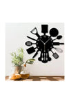 Wooden Factory Black Decorative Wooden Kitchen Pattern Silent Wall Clock 47cm 3