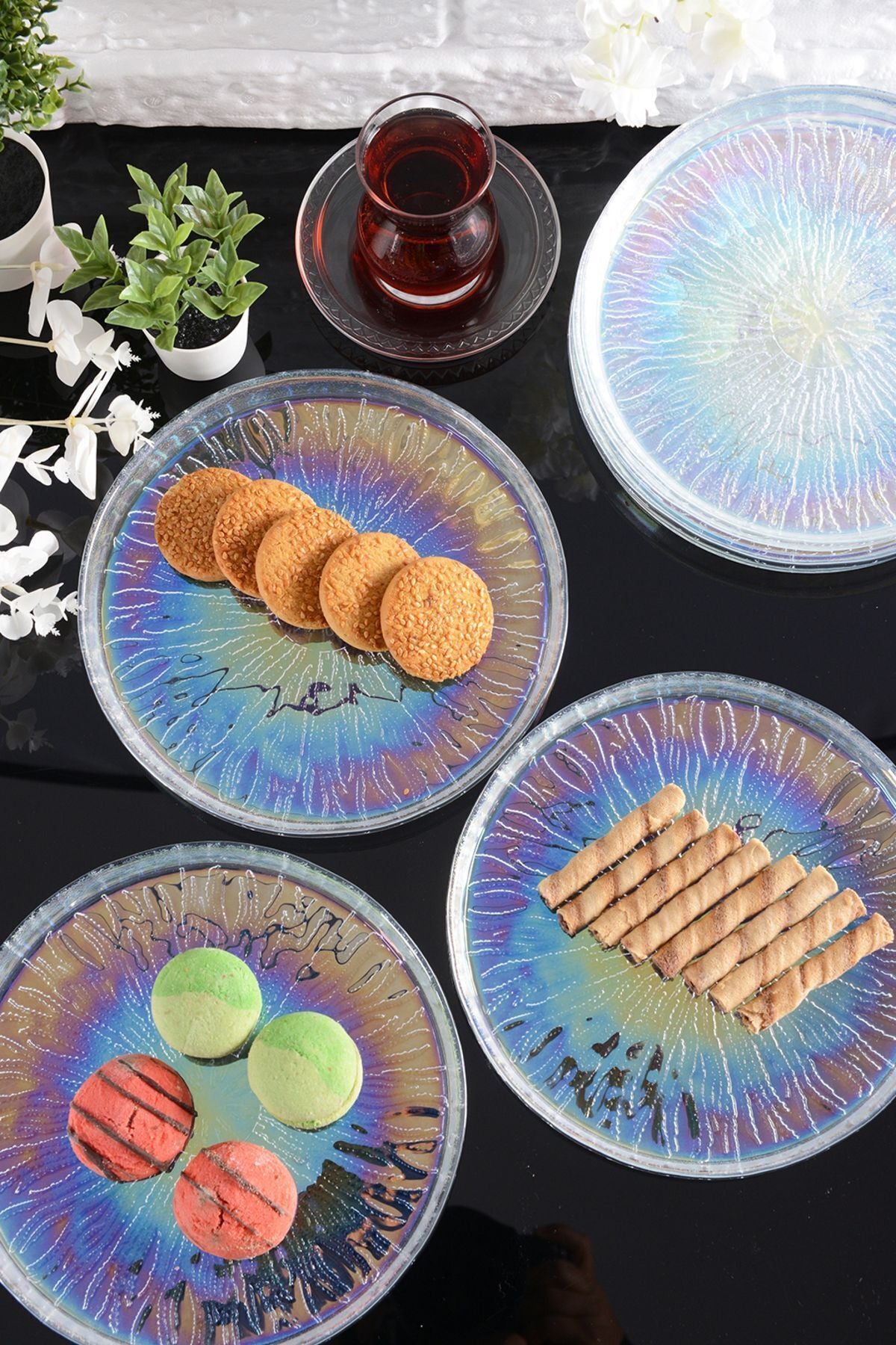 ANGDESIGN Angdesign Paris Glass Cake-Dessert Plate Set of 6 Transparent Lustrous 1