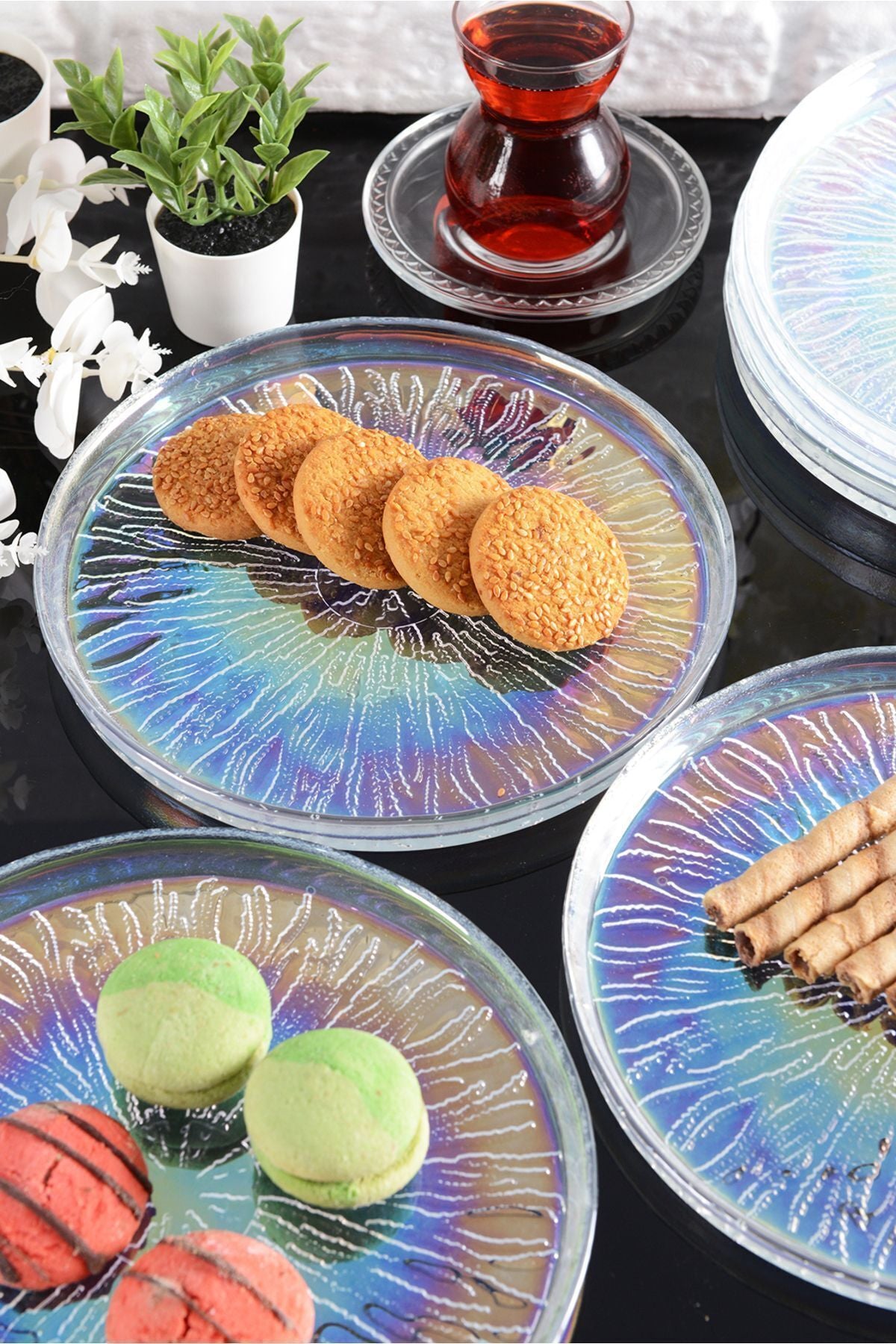 ANGDESIGN Angdesign Paris Glass Cake-Dessert Plate Set of 6 Transparent Lustrous 2