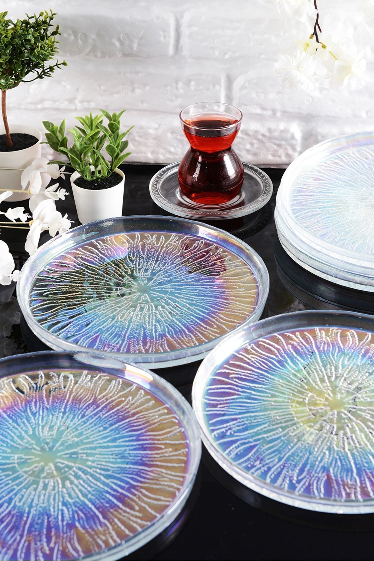 ANGDESIGN Angdesign Paris Glass Cake-Dessert Plate Set of 6 Transparent Lustrous 4