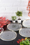 ANGDESIGN Angdesign Marsilya Glass Cake-Dessert Plate Set of 6 Transparent/Gold Rim - 21 cm 3