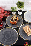 ANGDESIGN Angdesign Marsilya Glass Cake-Dessert Plate Set of 6 Transparent/Gold Rim - 21 cm 4