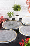 ANGDESIGN Angdesign Marsilya Glass Cake-Dessert Plate Set of 6 Transparent/Gold Rim - 21 cm 5