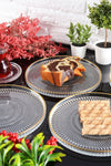 ANGDESIGN Angdesign Marsilya Glass Cake-Dessert Plate Set of 6 Transparent/Gold Rim - 21 cm 6