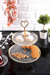 ANGDESIGN Angdesign Marseille Glass Tiered Cookie Stand - Transparent/Gold Edged 1