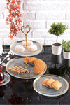 ANGDESIGN Angdesign Marseille Glass Tiered Cookie Stand - Transparent/Gold Edged 6