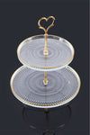 ANGDESIGN Angdesign Marseille Glass Tiered Cookie Stand - Transparent/Gold Edged 8