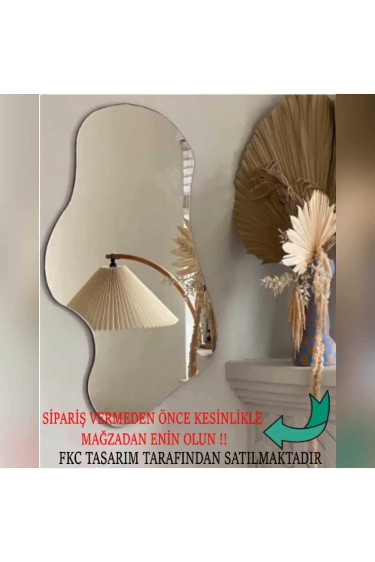 Fkctasarım Fkc Tasarım Asymmetric Wavy Decorative Mirror Wall Decor (50X30CM) 1