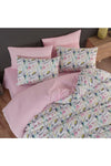 Sares Home Floral Pattern Pink Tulip Double-Sided Double Bed Duvet Cover Set with Plain Pink Sheet 1