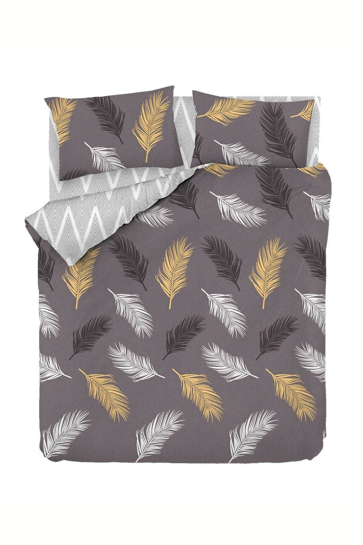 Eponj Home Easy Ironing Duvet Cover Set Double Olivia Gold-Grey 2