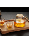 Morponi 900 ml Bamboo Lid Heat-Resistant Glass Herbal Tea Pot Glass Pitcher 3