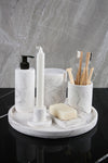 Betonmall 12 Piece Marble Patterned Concrete Bathroom Set Solid Liquid Soap Dispenser Toothbrush Holder Trash Can Tray Candle Holder 2