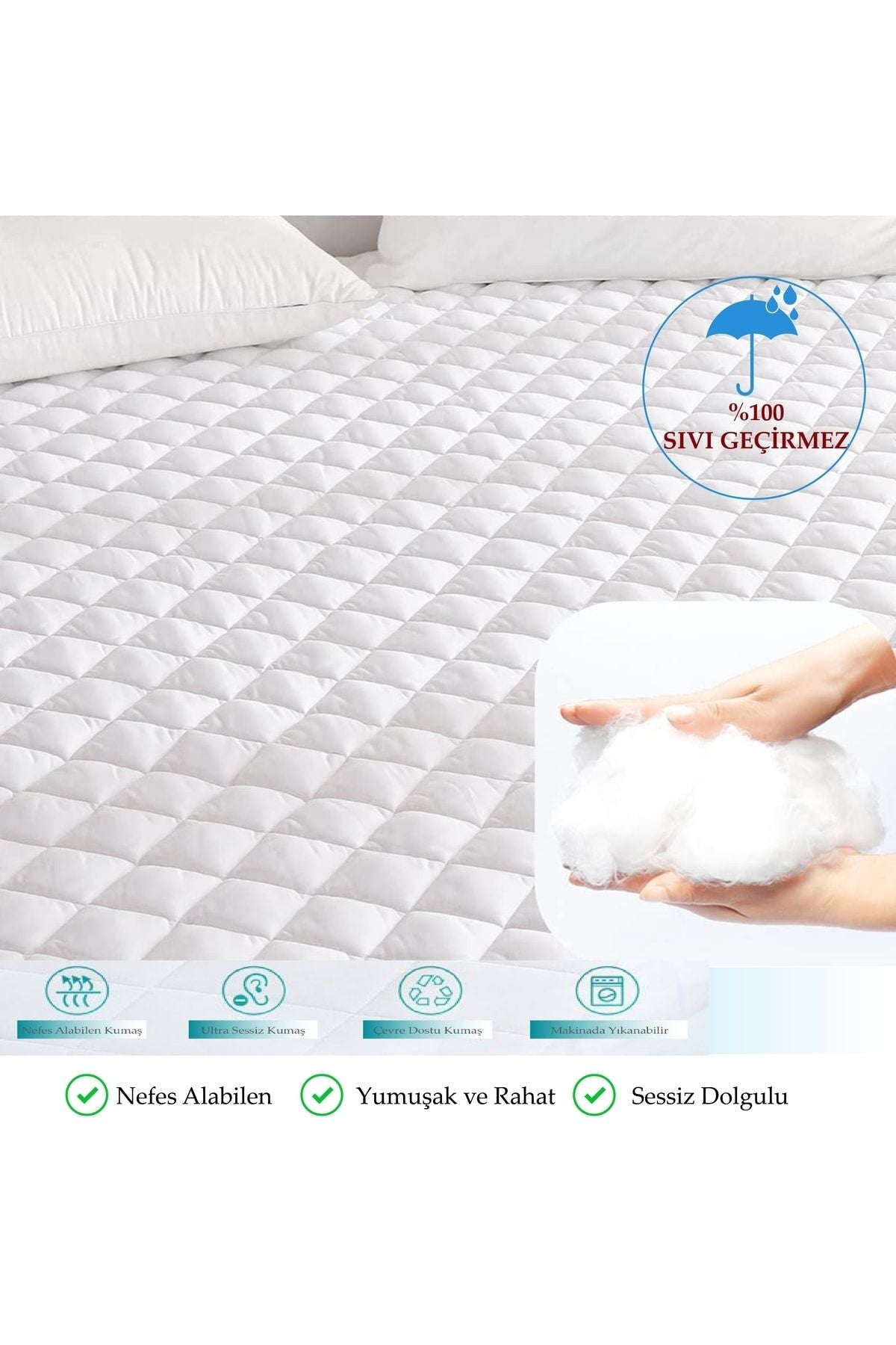 Nart Home Kapitone Fitted 100% Liquid-Proof Cotton Mattress Protector (9 Sizes) Kfsg 5