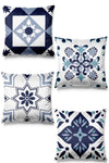 Pilloveland Double-Sided Printed Blue Ceramic Pattern 4-Piece Suede Cushion Cover 1