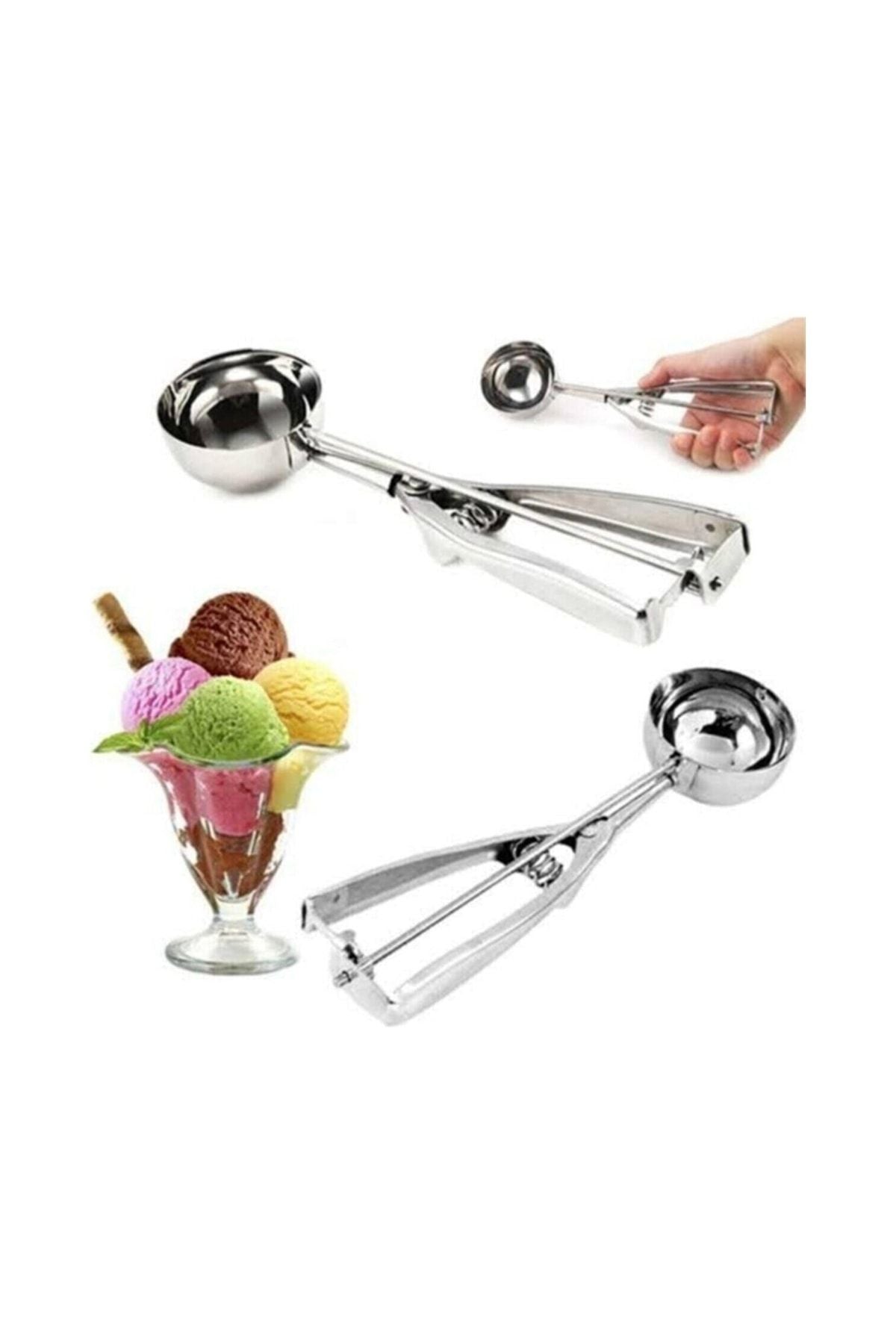 Nanopro Stainless Steel Pull-and-Release Ice Cream Scoop and Halva Spoon 1