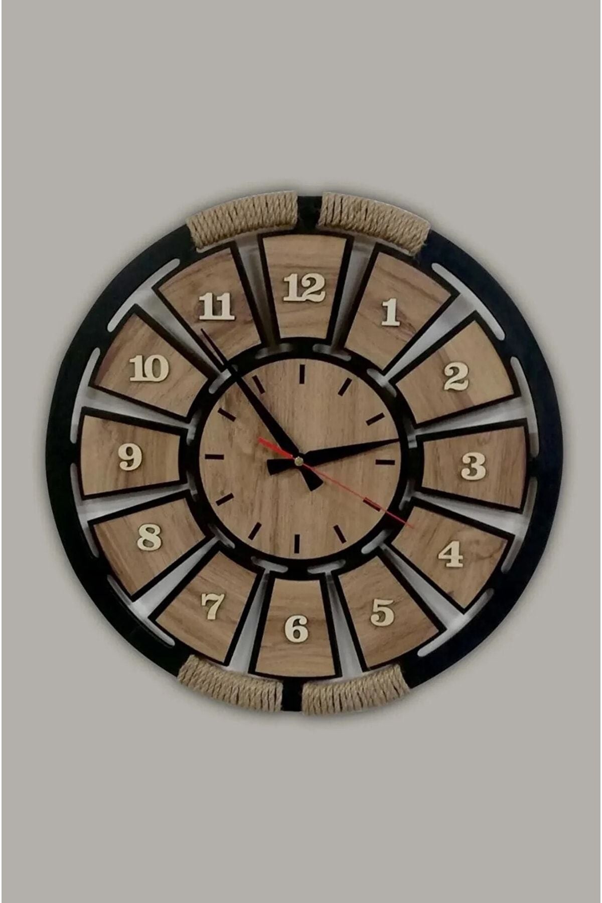 Wooden Factory Wooden Rope Decorative 3D Roman Numeral Wall Clock 40cm Gift 1