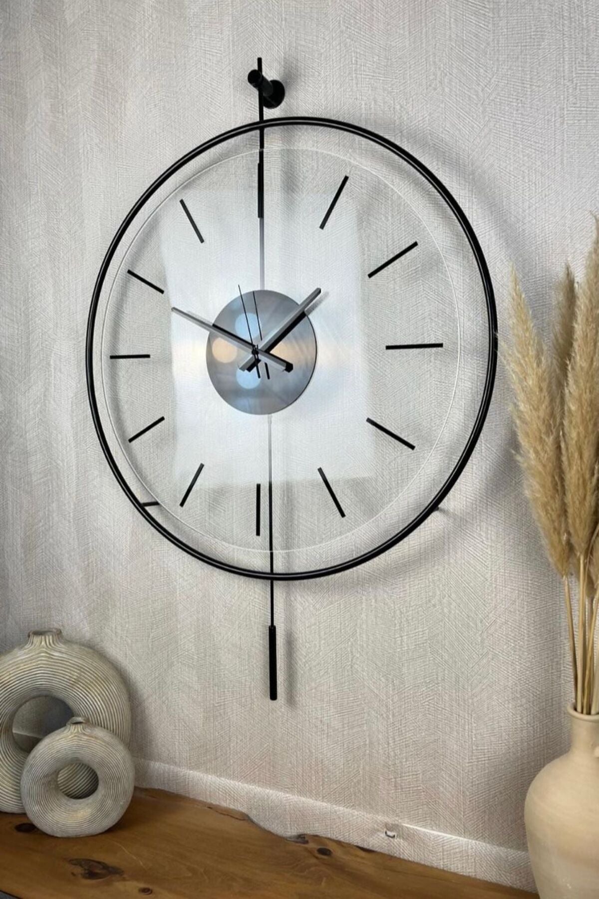 MetaQuartz Accessory Massive Blackberry Small Size - Glass Modern Decorative Pendulum Metal Wall Clock 5