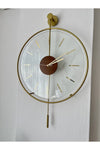 MetaQuartz Accessory Small Size - Massive Walnut Center Cm Gold, Modern Decorative Metal Glass Wall Clock 3