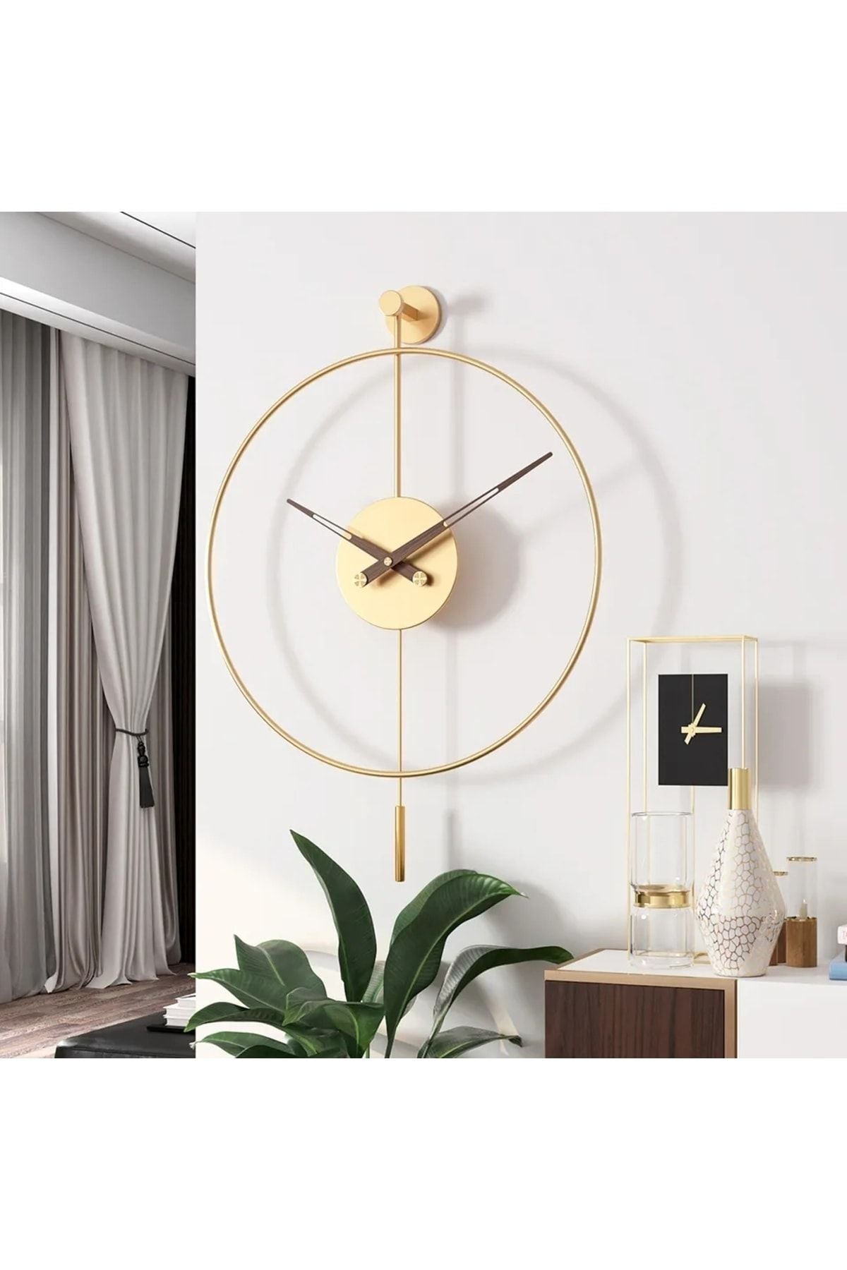 MetaQuartz Aksesuar Small Size Gold Tiktok Walnut 18 Hour Hand Minute Hand, Modern Decorative Metal Wall Clock 1