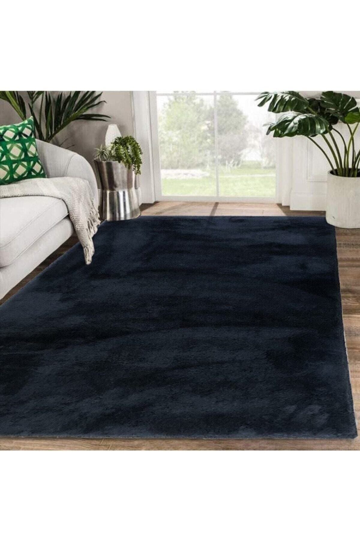 Sarar Plush Rug Black Non-Slip Washable Runner 1