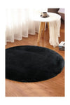 Sarar Round Plain Black Plush Washable Non-Slip Gel Base 1