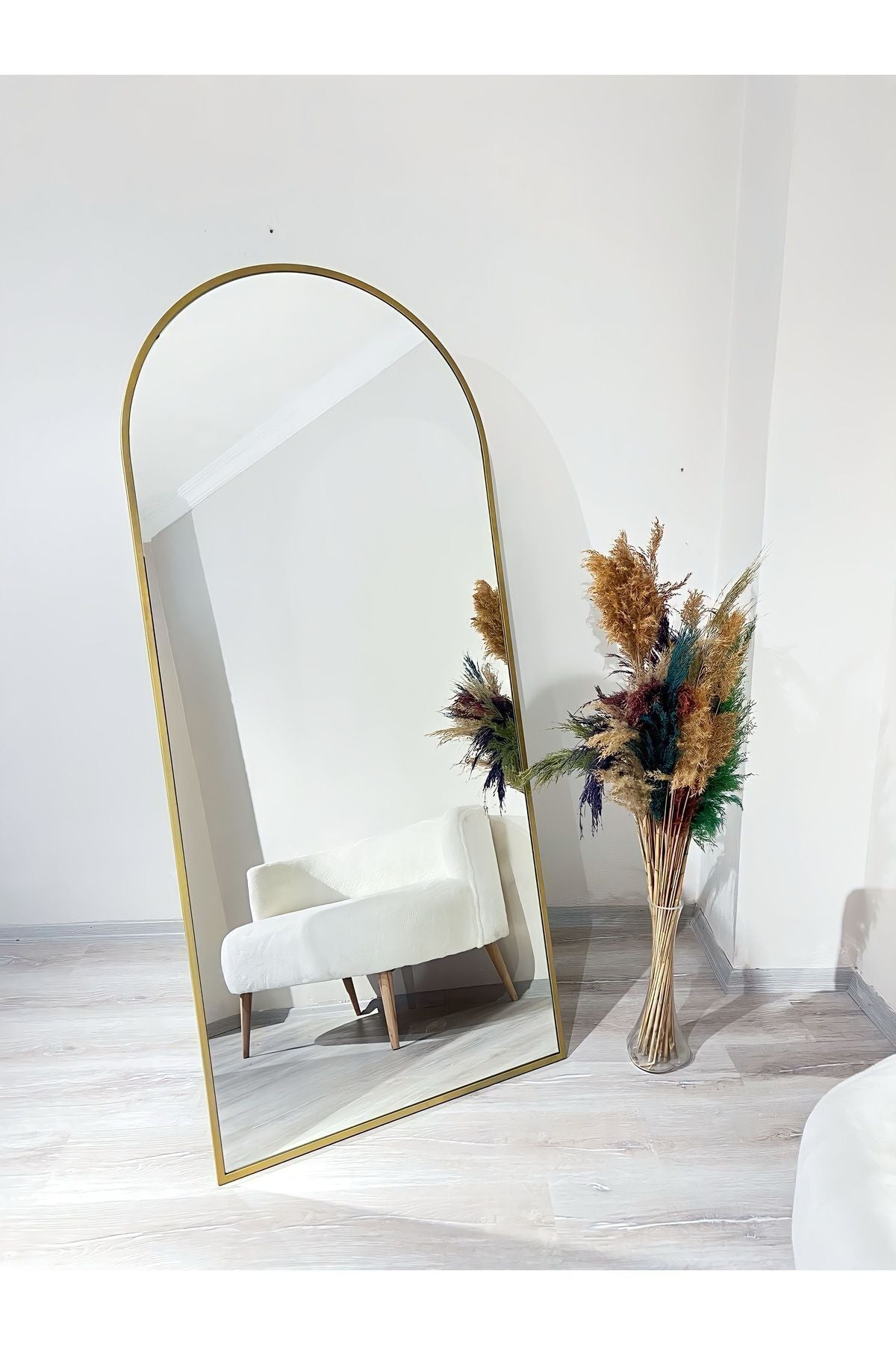 Ersan Dizayn 80x180 Metal Frame Gold Oval Standing Full-Length Mirror 1