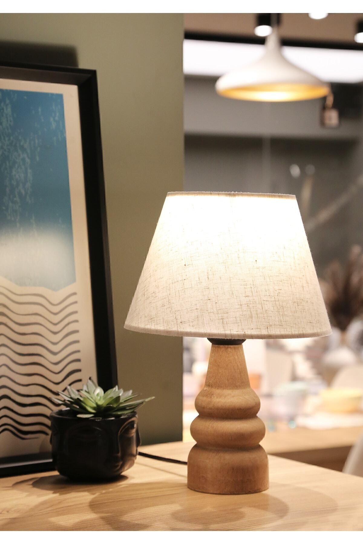 HOMING Natural Wooden Fabric Shade Lamp Ayd-3562 1