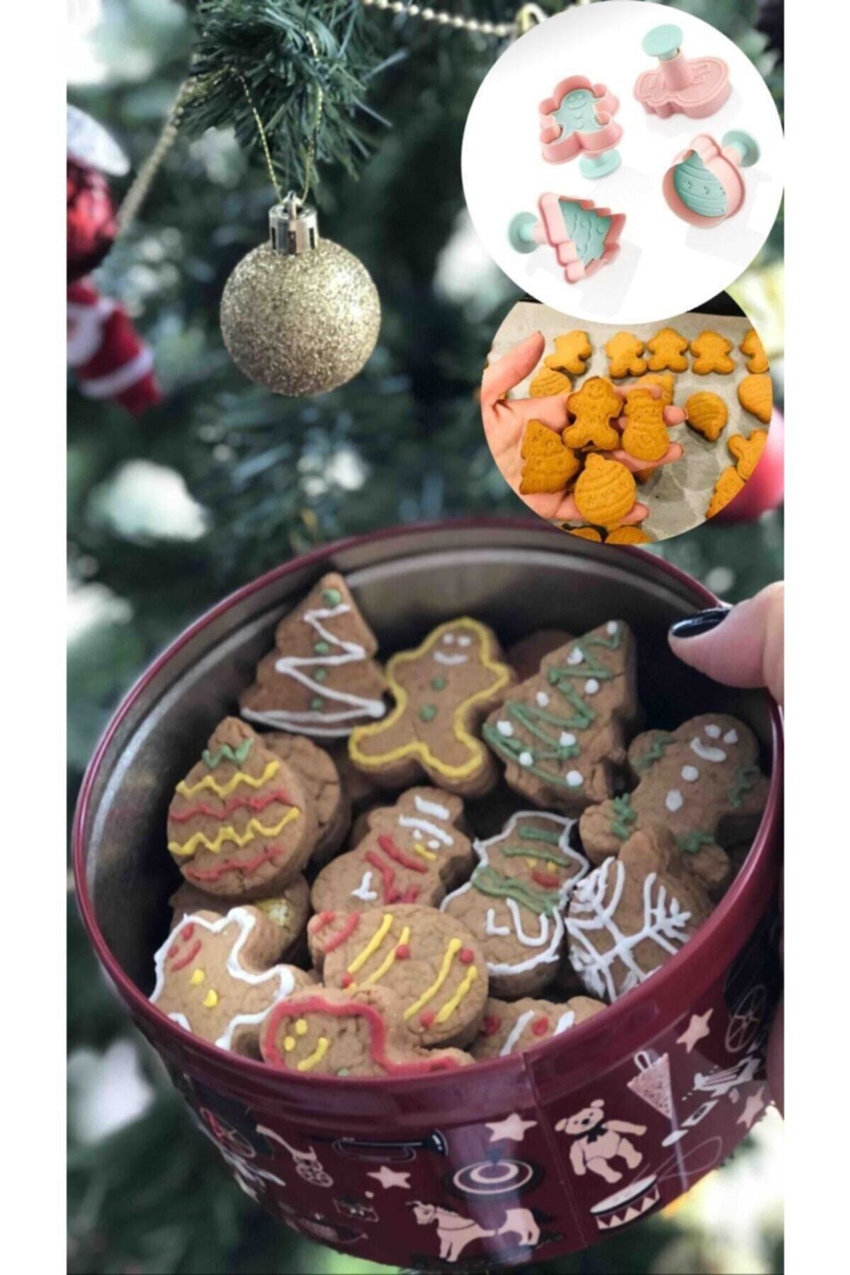 Bayev 4 Piece Cookie Cutter Christmas Tree Gingerman Snowman Plunger Dough Cutter 3133 Christmas 2