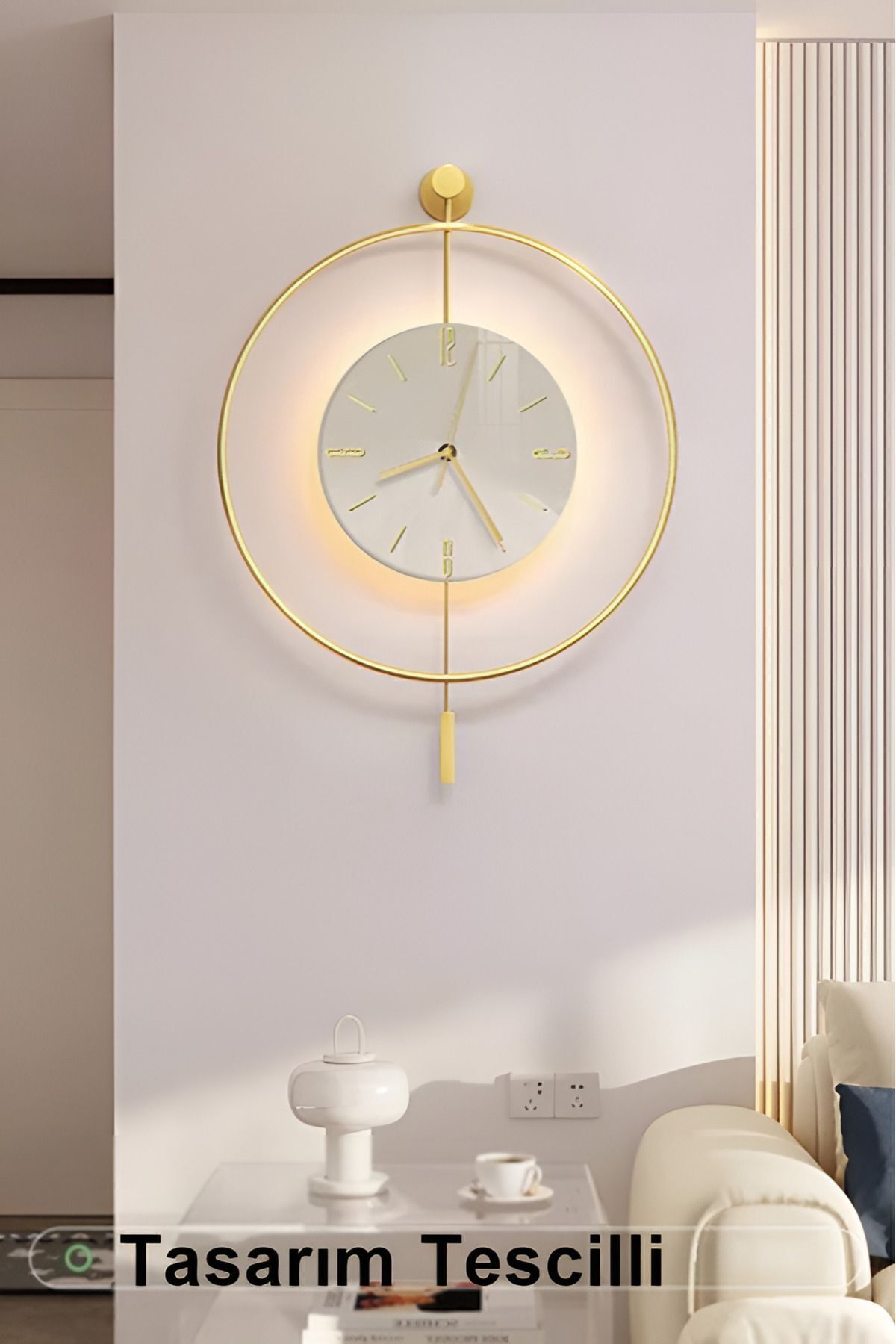 MetaQuartz Accessory Medium Size Scandinavian Crystal Gold - Battery Operated LED (Comes With 3 Batteries) - Metal Wall Clock 5