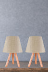 ART Design Wooden Tripod Lamp Honey Colored Textured Shade 2 Pieces 1