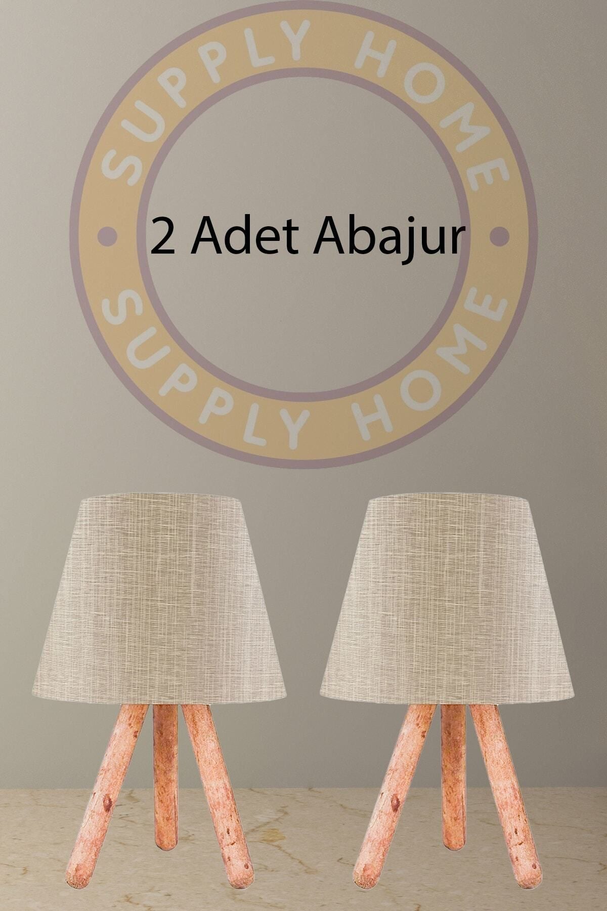 ART Design Wooden Tripod Lamp Honey Colored Textured Shade 2 Pieces 2