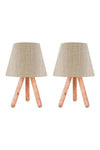 ART Design Wooden Tripod Lamp Honey Colored Textured Shade 2 Pieces 3