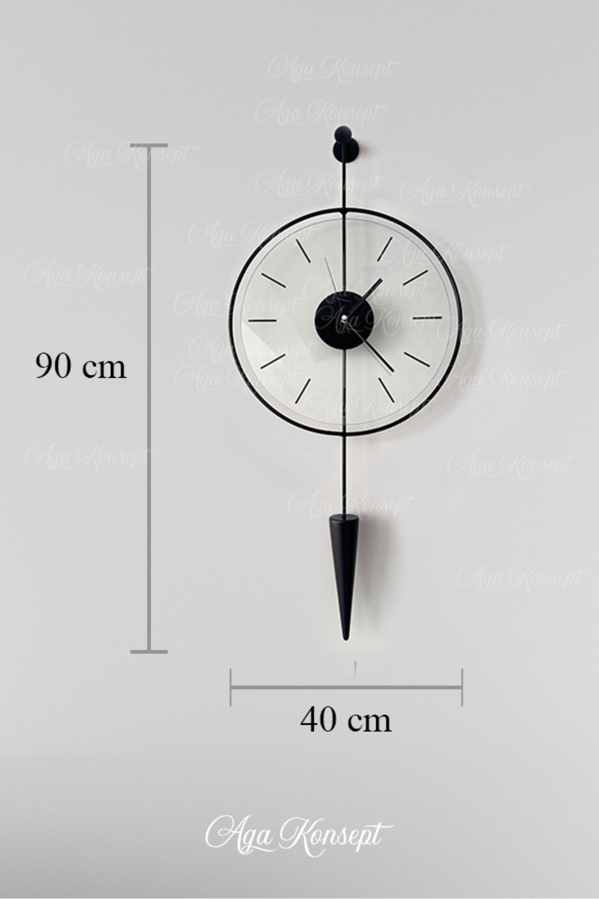 AGA KONSEPT Masippi Glazing Black, Modern Metal And Glass Design Wall Clock 4